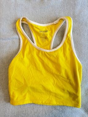 Splits59 Yellow Racerback Crop Tank with White Trim